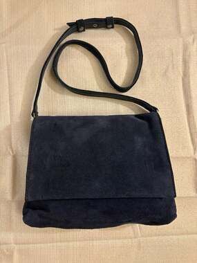 Naturalizer Navy Blue Suede Foldover Crossbody Bag